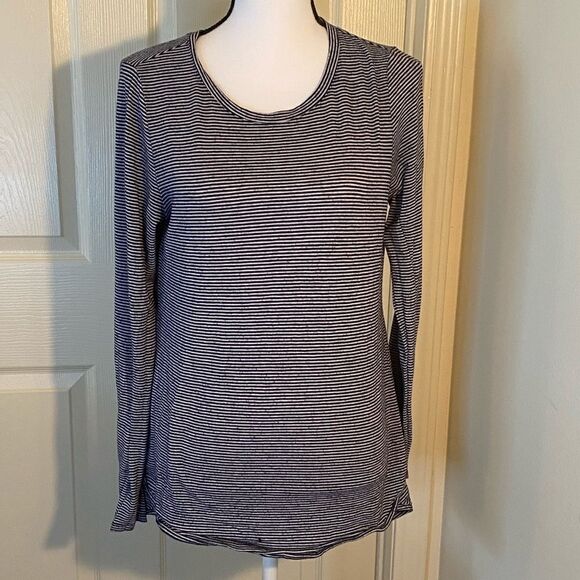 Loft, medium, blue/white striped long sleeve shirt - Picture 1 of 7